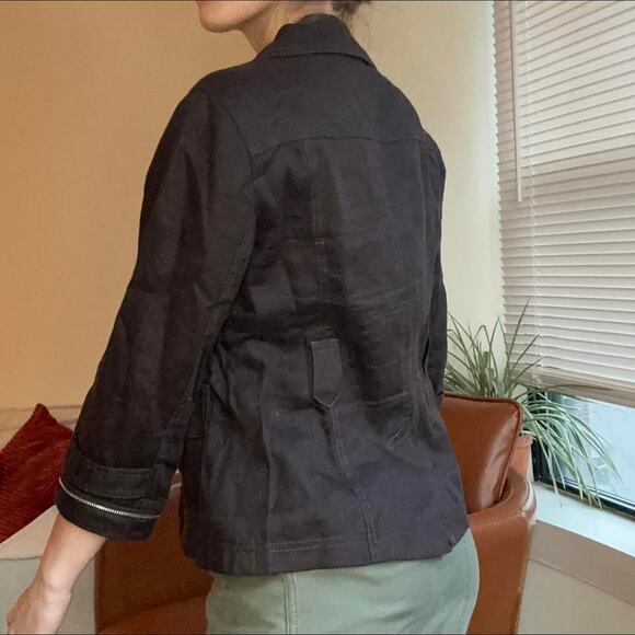Brown ann taylor linen blend blazer quarter sleeve - Picture 5 of 7